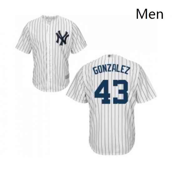 Mens New York Yankees 43 Gio Gonzalez Replica White Home Baseball Jersey
